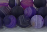 CAG9323 15.5 inches 12mm round matte line agate beads wholesale