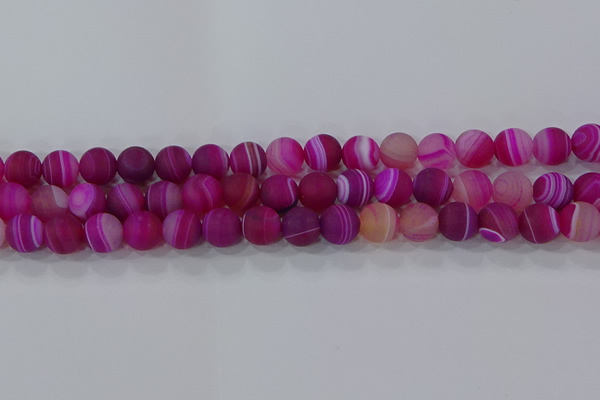 CAG9328 15.5 inches 10mm round matte line agate beads wholesale