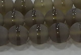 CAG9345 15.5 inches 10mm round matte grey agate beads wholesale