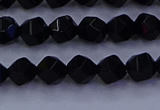 CAG9351 15.5 inches 6mm faceted nuggets black agate beads