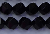 CAG9353 15.5 inches 10mm faceted nuggets black agate beads