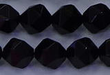 CAG9355 15.5 inches 14mm faceted nuggets black agate beads