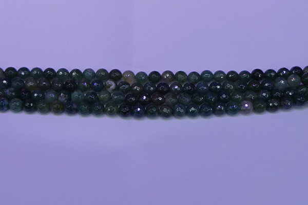 CAG9361 15.5 inches 6mm faceted round moss agate beads wholesale