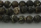 CAG9381 15.5 inches 6mm round matte turritella agate beads