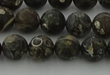 CAG9383 15.5 inches 10mm round matte turritella agate beads