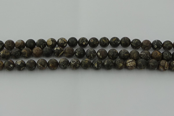 CAG9383 15.5 inches 10mm round matte turritella agate beads