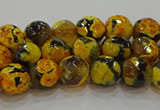 CAG9452 15.5 inches 8mm faceted round fire crackle agate beads