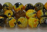 CAG9453 15.5 inches 10mm faceted round fire crackle agate beads