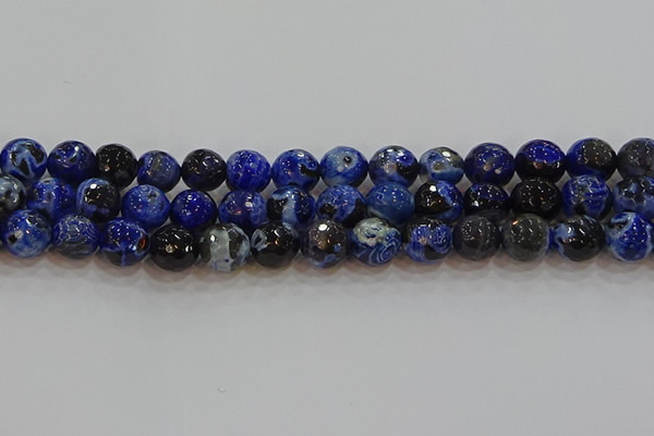 CAG9464 15.5 inches 12mm faceted round fire crackle agate beads