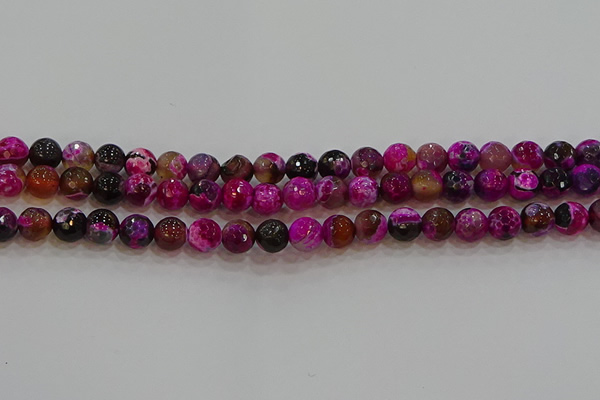 CAG9467 15.5 inches 8mm faceted round fire crackle agate beads