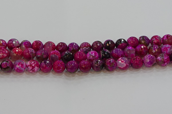 CAG9469 15.5 inches 12mm faceted round fire crackle agate beads