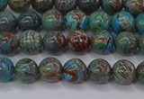 CAG9471 15.5 inches 4mm round blue crazy lace agate beads