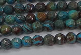 CAG9480 15.5 inches 4mm faceted round blue crazy lace agate beads