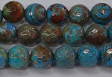 CAG9482 15.5 inches 8mm faceted round blue crazy lace agate beads