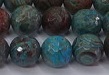 CAG9484 15.5 inches 12mm faceted round blue crazy lace agate beads