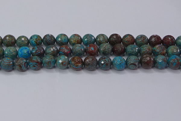 CAG9484 15.5 inches 12mm faceted round blue crazy lace agate beads