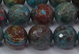 CAG9485 15.5 inches 14mm faceted round blue crazy lace agate beads