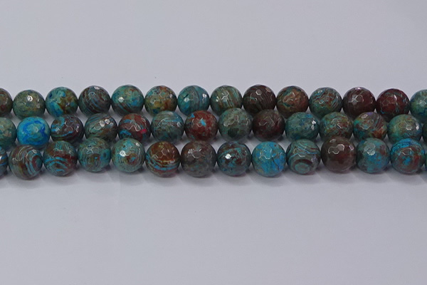 CAG9485 15.5 inches 14mm faceted round blue crazy lace agate beads