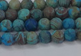 CAG9493 15.5 inches 6mm round matte blue crazy lace agate beads