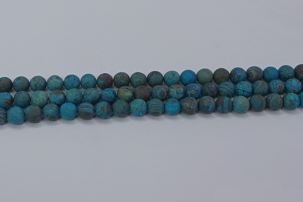 CAG9494 15.5 inches 8mm round matte blue crazy lace agate beads