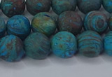 CAG9495 15.5 inches 10mm round matte blue crazy lace agate beads