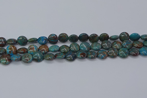 CAG9514 15.5 inches 12mm flat round blue crazy lace agate beads