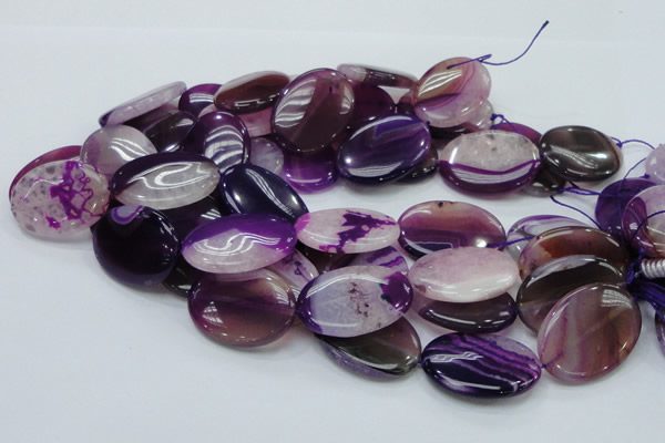 CAG952 15.5 inches 22*30mm oval purple agate gemstone beads