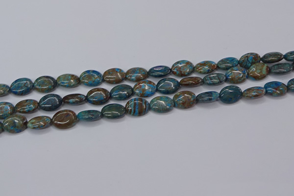 CAG9520 15.5 inches 10*14mm oval blue crazy lace agate beads