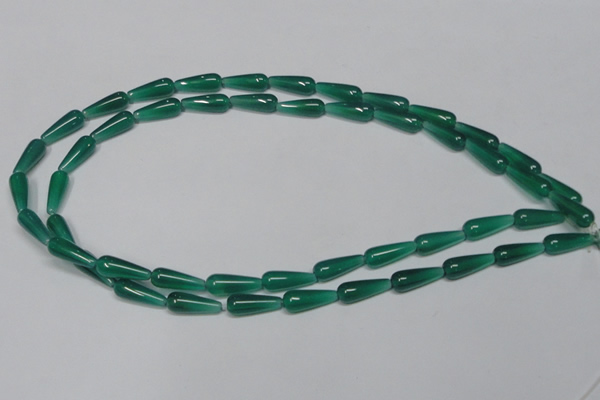 CAG957 15.5 inches 6*16mm teardrpop green agate gemstone beads