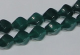 CAG960 15.5 inches 8*10mm twisted rice green agate gemstone beads