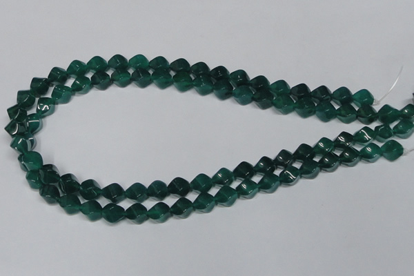 CAG960 15.5 inches 8*10mm twisted rice green agate gemstone beads