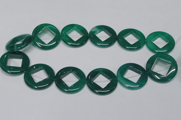 CAG966 15.5 inches 32mm donut green agate gemstone beads wholesale