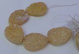 CAG9671 7.5 inches 30*40mm teardrop champagne plated druzy agate beads