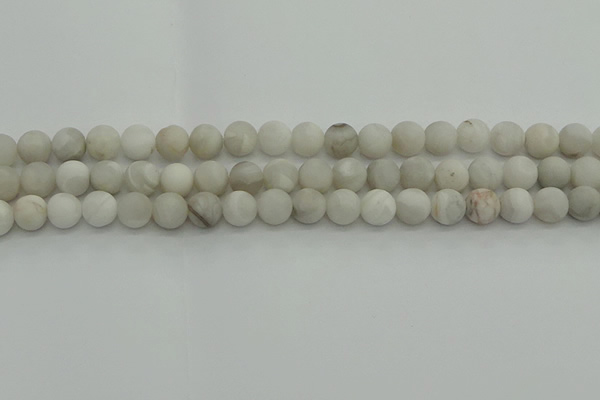 CAG9702 15.5 inches 8mm round matte grey agate beads wholesale