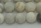 CAG9703 15.5 inches 10mm round matte grey agate beads wholesale