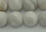 CAG9705 15.5 inches 14mm round matte grey agate beads wholesale