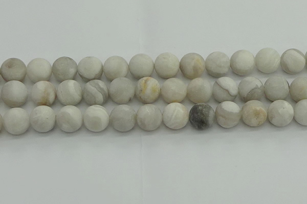 CAG9705 15.5 inches 14mm round matte grey agate beads wholesale