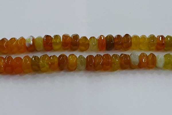 CAG9762 15.5 inches 8*16mm faceted rondelle agate gemstone beads