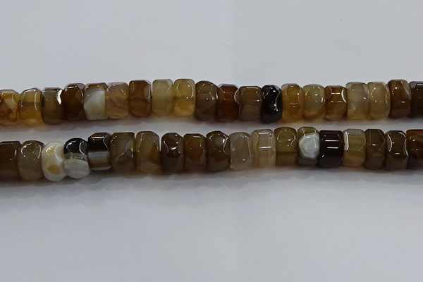 CAG9776 15.5 inches 8*16mm faceted rondelle agate gemstone beads