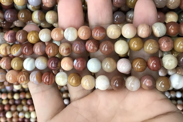 CAG9806 15.5 inches 8mm round wood agate beads wholesale