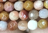 CAG9810 15.5 inches 4mm faceted round wood agate beads wholesale