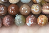 CAG9811 15.5 inches 6mm faceted round wood agate beads