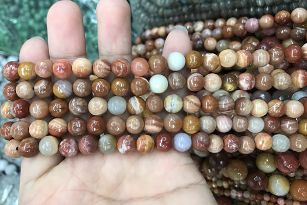 CAG9811 15.5 inches 6mm faceted round wood agate beads