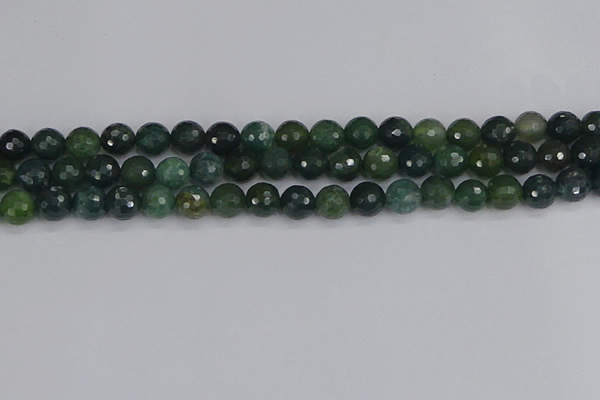 CAG9825 15.5 inches 8mm faceted round moss agate beads