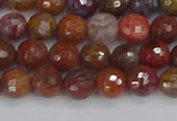 CAG9845 15.5 inches 4mm faceted round red moss agate beads