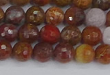 CAG9846 15.5 inches 6mm faceted round red moss agate beads