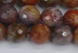 CAG9848 15.5 inches 10mm faceted round red moss agate beads