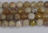 CAG9852 15.5 inches 4mm faceted round ocean fossil agate beads