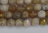 CAG9853 15.5 inches 6mm faceted round ocean fossil agate beads