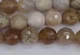 CAG9854 15.5 inches 8mm faceted round ocean fossil agate beads